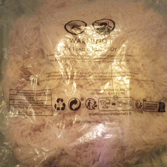 Faux fur mid length coat pale pink L w/pockets! New in bag! - Picture 7 of 7